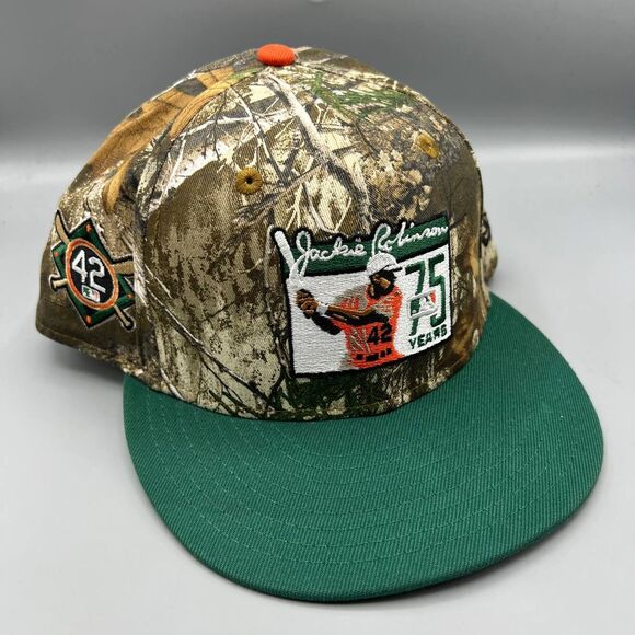 Jackie‎ Robinson Hat Men 7 1/2 Realtree Green 59Fifty New Era Fitted Cap